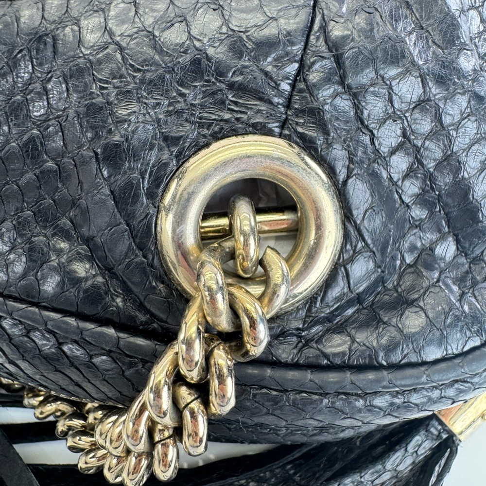 Gucci RARE Black Python SoHo Chain Tassel Shoulder Bag - Picture 10 of 16